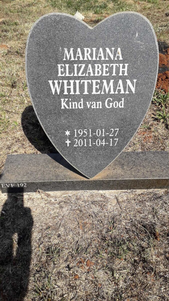 WHITEMAN Mariana Elizabeth 1951-2011