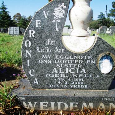 WEIDEMAN Veronica Alicia nee NELL 1981-2002