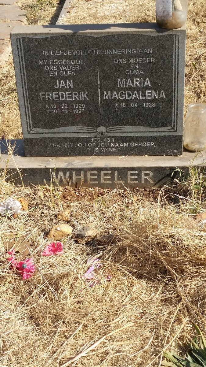WHEELER Jan Frederik 1929-1997 &amp; Maria Magdalena 1928-