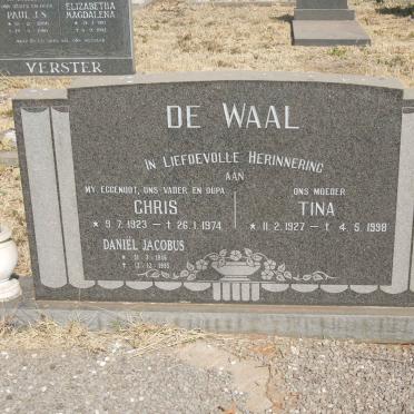 WAAL Chris, de 1923-1974 &amp; Tina 1927-1998 :: DE WAAL Daniel Jacobus 1946-1995