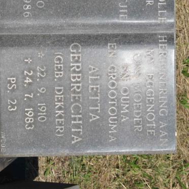 WIT Louis Botha, de 1910-1986 &amp; Aletta Gerbrechta DEKKER 1910-1983