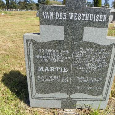 WESTHUIZEN Martie, van der 1962-2008