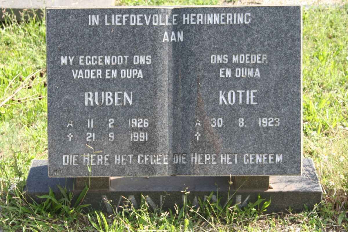 WYK Ruben, van 1926-1991 &amp; Kotie 1923-