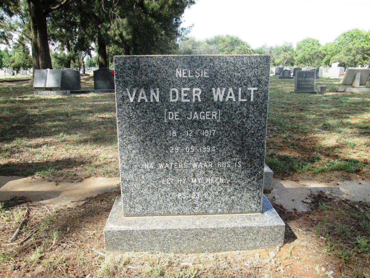 WALT Nelsie, van der nee DE JAGER 1917-1994