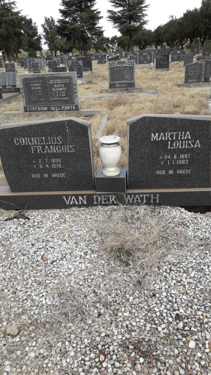 WATH Cornelius Francois, van der 1886-1978 &amp; Martha Louisa 1897-1983