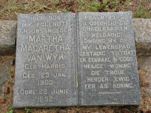 WYK Martha Magaretha, van nee HARRIS 1903-1952
