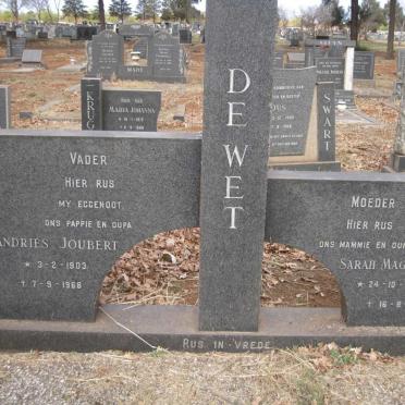 WET Andries Joubert, de 1903-1968 &amp; Sarah Magdalena 1906-1988