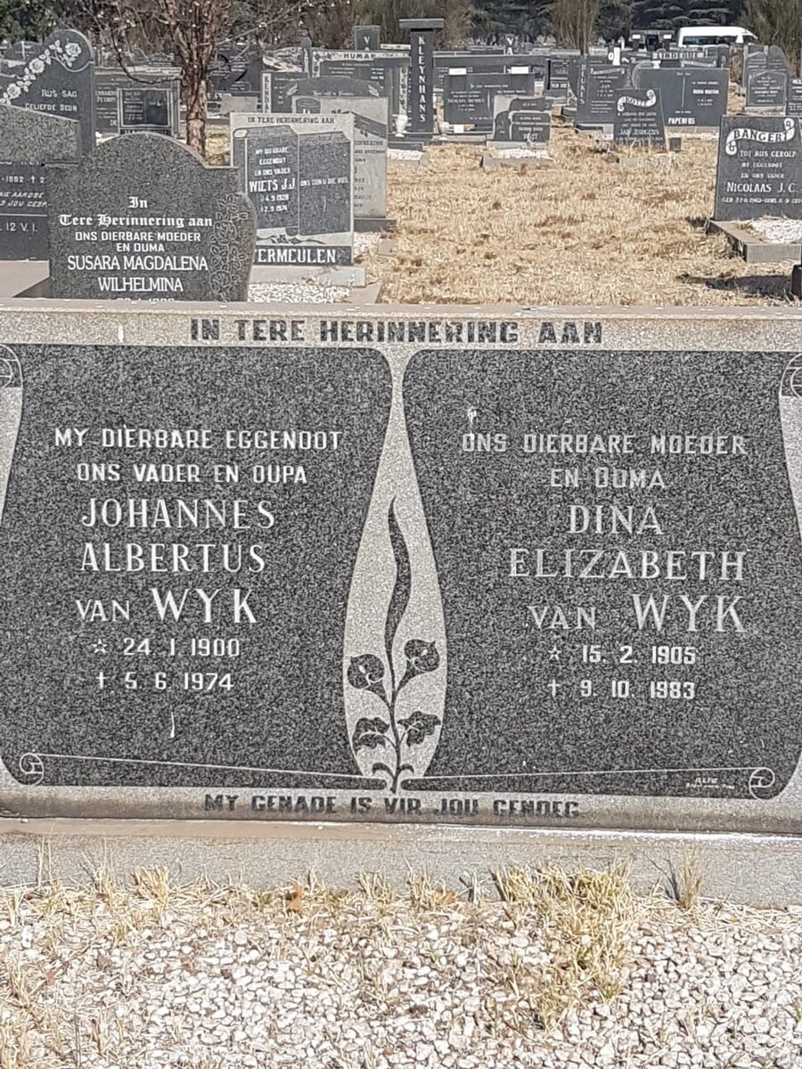 WYK Johannes Albertus, van 1900-1974 &amp; Dina Elizabeth 1905-1983