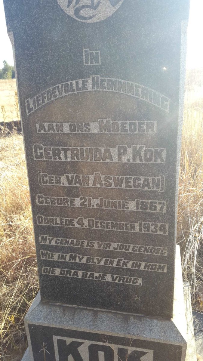 KOK Gertruida P. nee VAN ASWEGAN 1867-1934