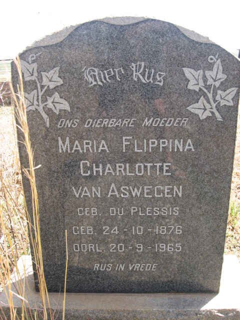 ASWEGEN Maria Flippina Charlotte, van nee DU PLESSIS 1876-1965