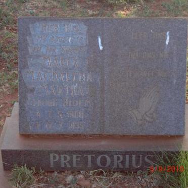 PRETORIUS  Maria Magdalena Martha nee BLOEM 1908-1935
