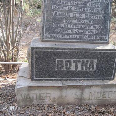 BOTHA Fredrik J.P.R. 1829-1919 &amp; Anna C.S. BOTHA 1850-1929