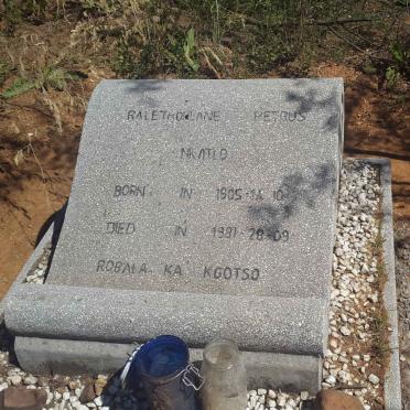 NKATLO Ralethomlane Petrus 1905-1981