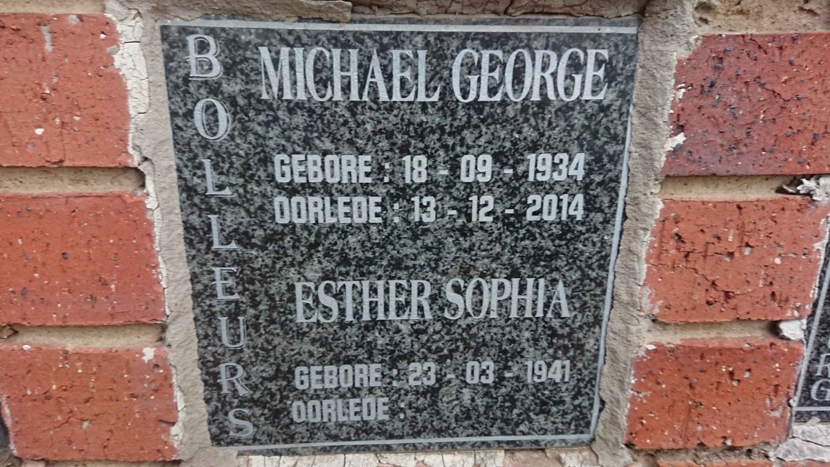 BOLLEURS Michael George 1934-2014 &amp; Esther Sophia 1941-