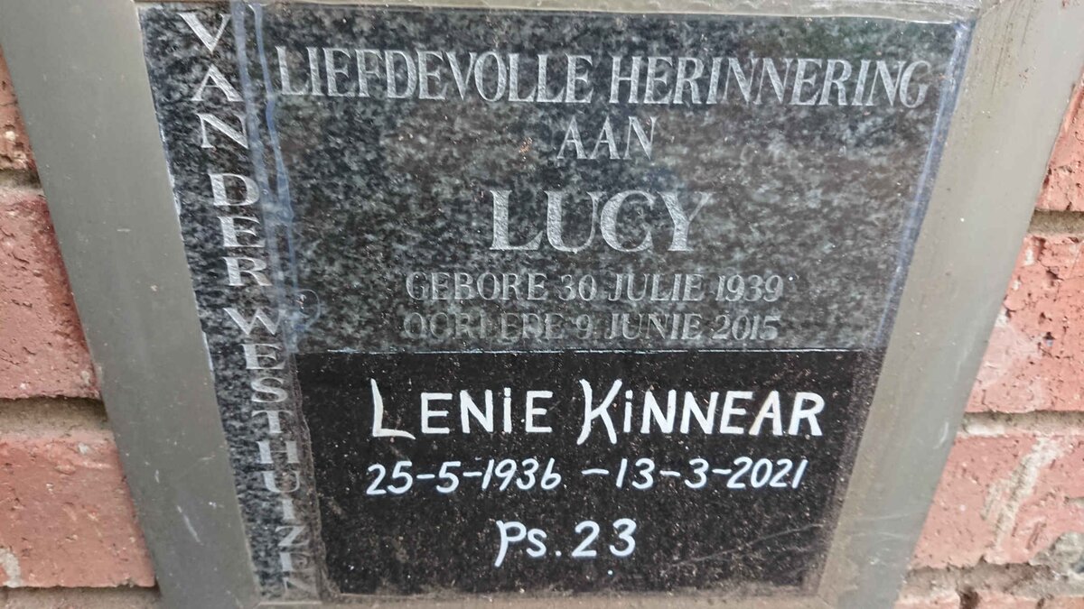 KINNEAR Lenie 1936-2021 :: WESTHUIZEN Lucy, van der 1939-2015