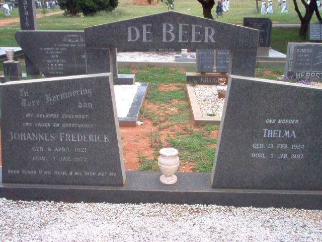 BEER Johannes Frederik, de 1921-1977 &amp;  Thelma 1924-1997