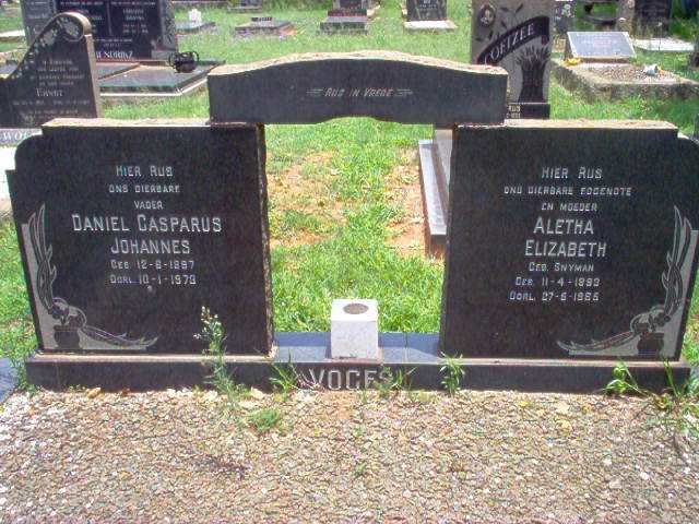 VOGES Daniel Casparus Johannes 1897-1973 &amp; Aletha Elizabeth SNYMAN 1899-1965