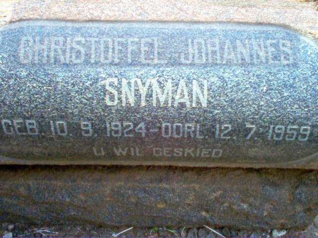 SNYMAN Christoffel Johannes 1924-1959