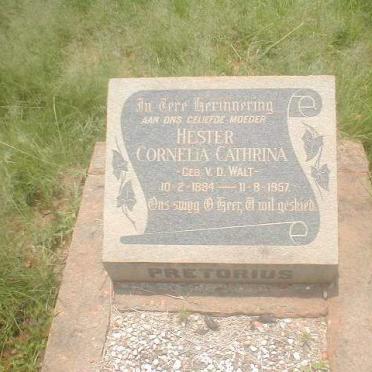 PRETORIUS Hester Cornelia Cathrina, nee V.D. WALT 1884-1957