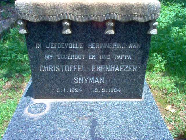 SNYMAN Christoffel Ebenhaezer 1924-1964