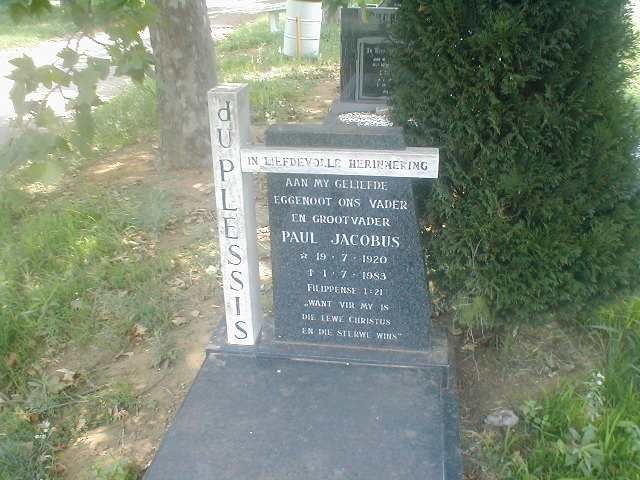 PLESSIS Paul Jacobus, du 1920-1983