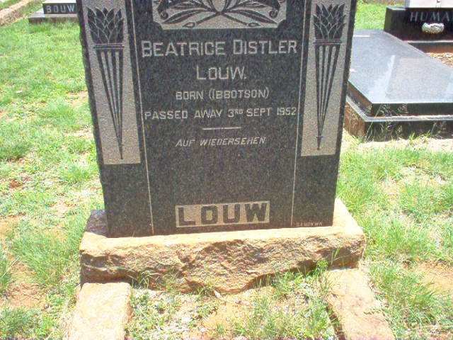 LOUW Beatrice Distler nee IBBOTSON  -1952