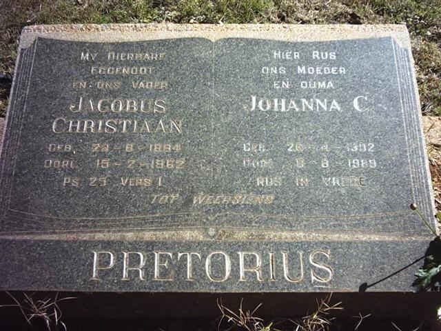 PRETORIUS Jacobus Christiaan 1884-1962 &amp; Johanna C. 1902-1989