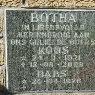 BOTHA Koos 1921-2008 &amp; Babs 1926-
