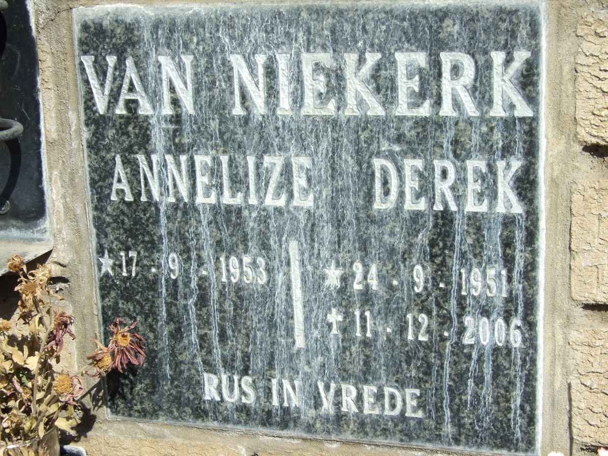NIEKERK Derek, van 1951-2006 &amp; Annelize 1953-