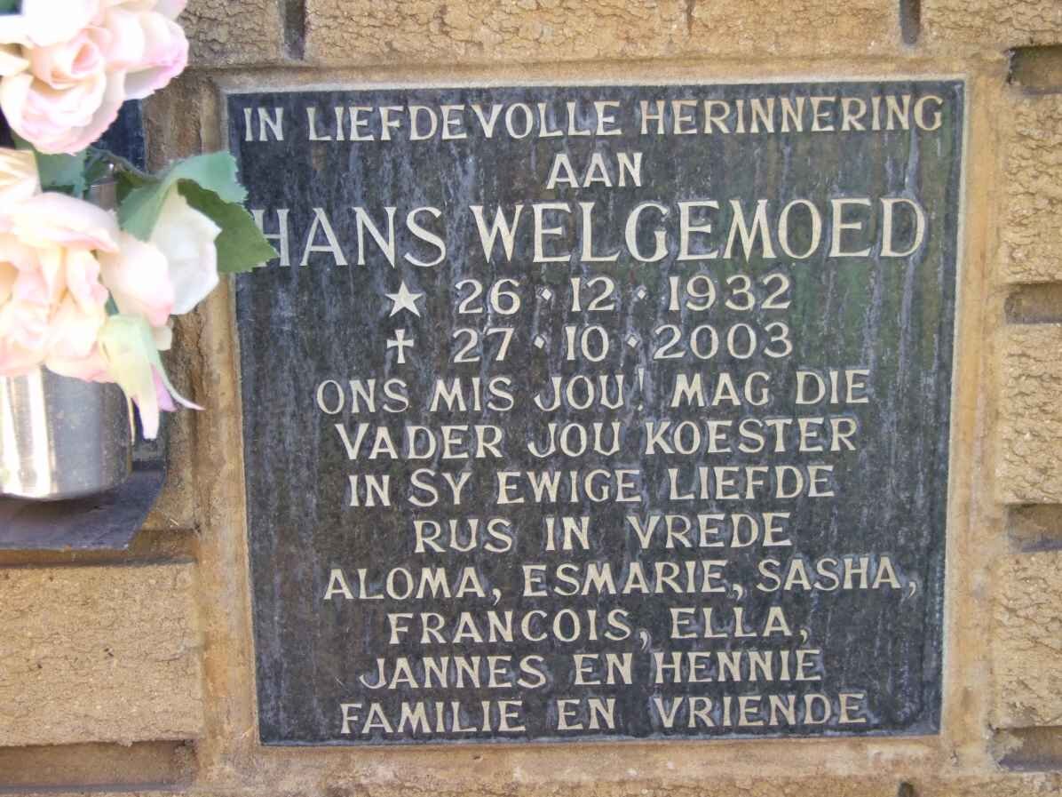 WELGEMOED Hans 1932-2003
