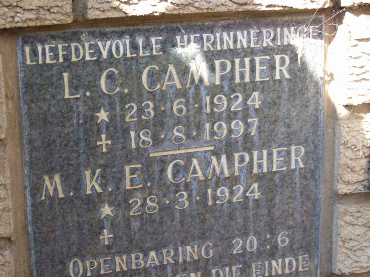 CAMPHER L.C. 1924-1997 &amp; M.K.E. 1924-