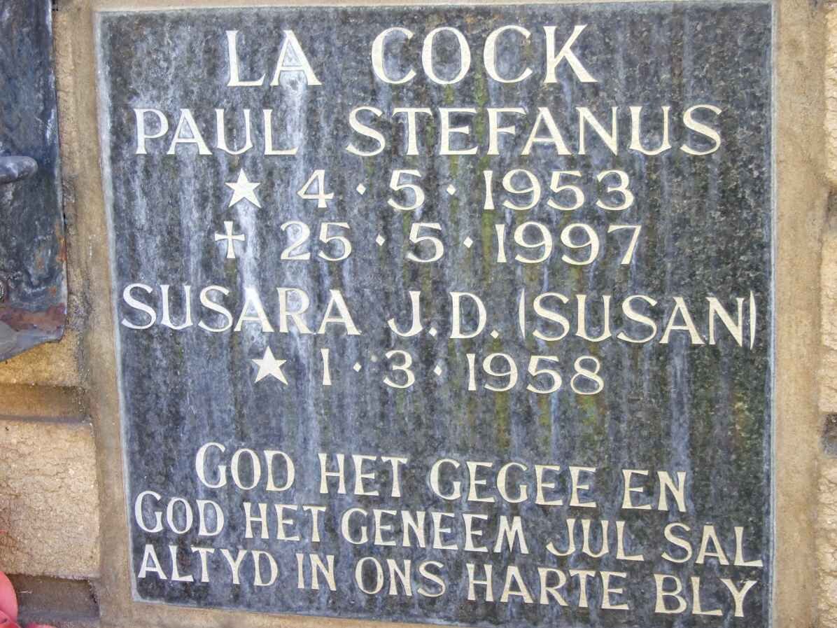 COCK Paul Stefanus, la 1953-1997 &amp; Susara J.D. 1958-