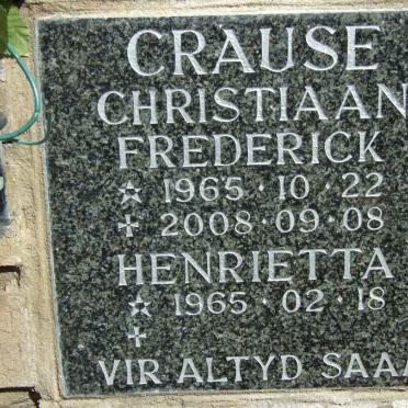 CRAUSE Christiaan Frederick 1965-2008 &amp; Henrietta 1965-