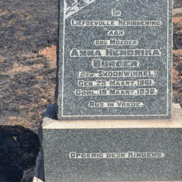 BURGER Anna Hendrika nee SKOONWINKEL 1861-1936