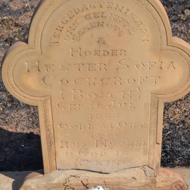 COCKCROFT Hester Sofia nee BOSCH 1885-1935