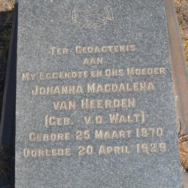 HEERDEN Johanna Magdalena, van nee V.D. WALT 1870-1929