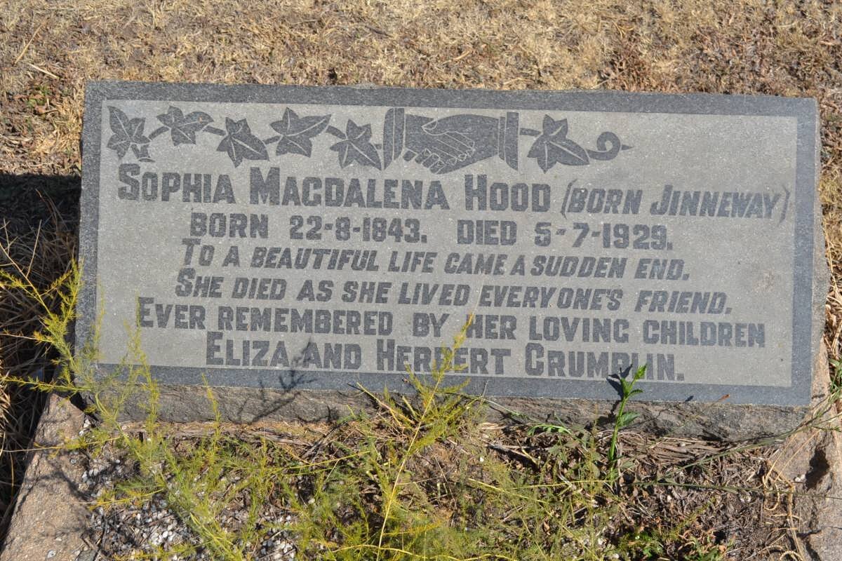HOOD Sophia Magdalena born JINNEWAY 1843-1929