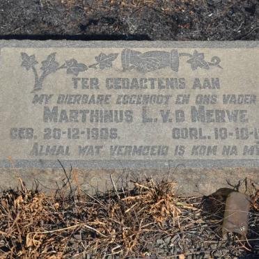 MERWE Marthinus L., v.d. 1906-1940