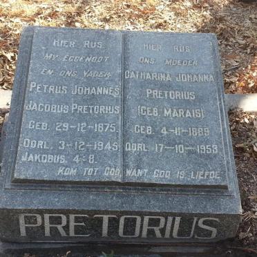 PRETORIUS Petrus Johannes Jacobus 1875-1945 &amp; Catharina Johanna MARAIS 1889-1953