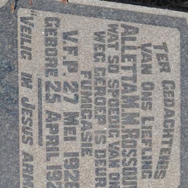 ROSSOUW Alletta M.M. 1923-1926