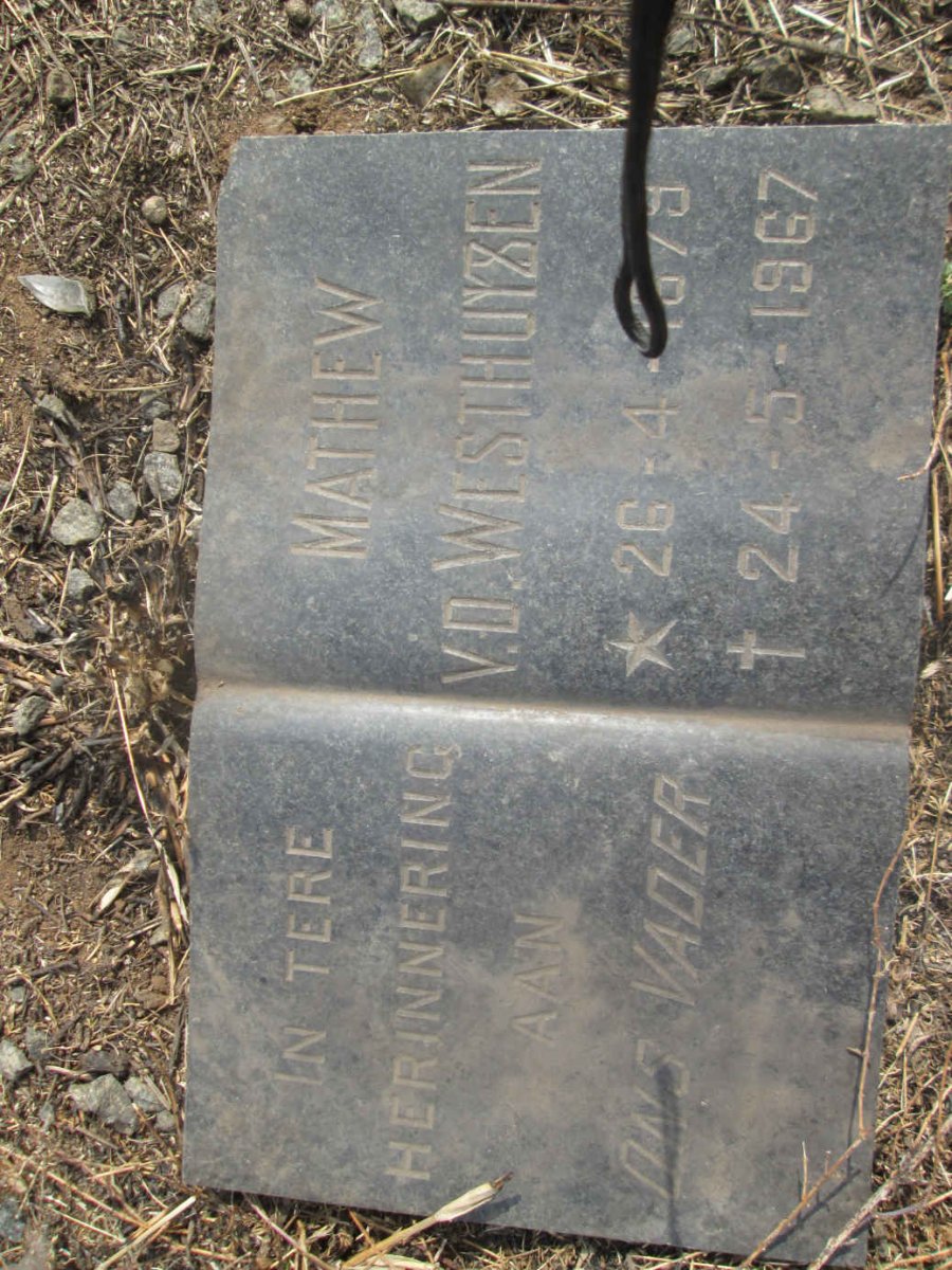 WESTHUISEN Mathew, v.d. 1879-1967