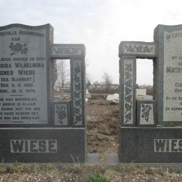 WIESE Mathys Christoffel 1888-1952 &amp; Hendrina Wilhelmina Agnes SLABBERT 1892-1979