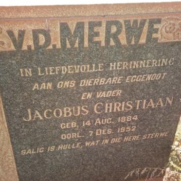 MERWE Jacobus Christiaan, v.d. 1884-1952