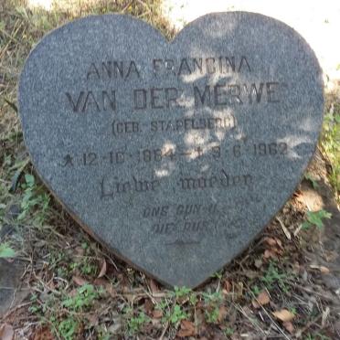 MERWE Anna Francina, van der nee STAPELBERG 1884-1962