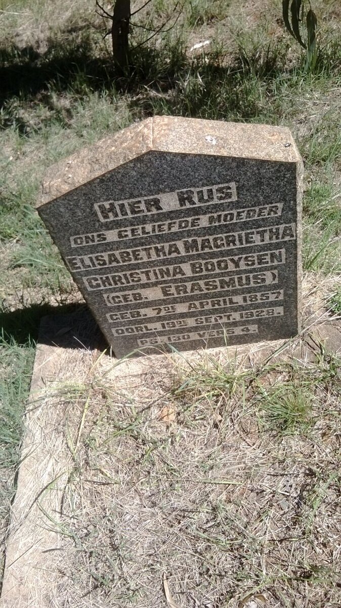 BOOYSEN Elisabetha Magrietha Christina nee ERASMUS 1857-1928