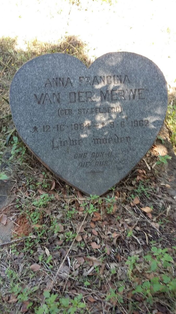 MERWE Anna Francina, van der nee STAPELBERG 1884-1962