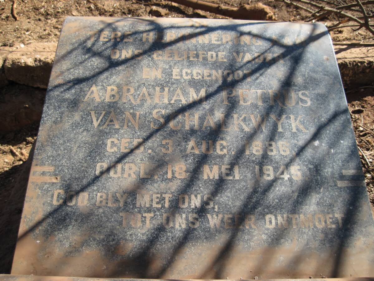 SCHALKWYK Abraham Petrus, van 1886-1945