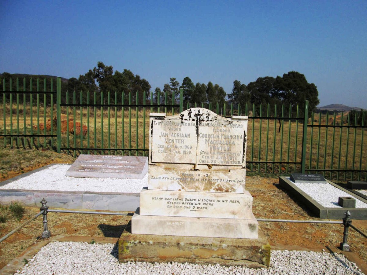 VENTER Jan Adriaan 1866-1939 &amp; Cornelia Francina Magdalena VAN DER WESTHUIZEN 1872-1929