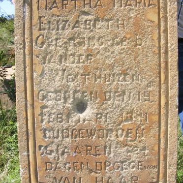 WESTHUIZEN Martha Maria Elizabeth, van der