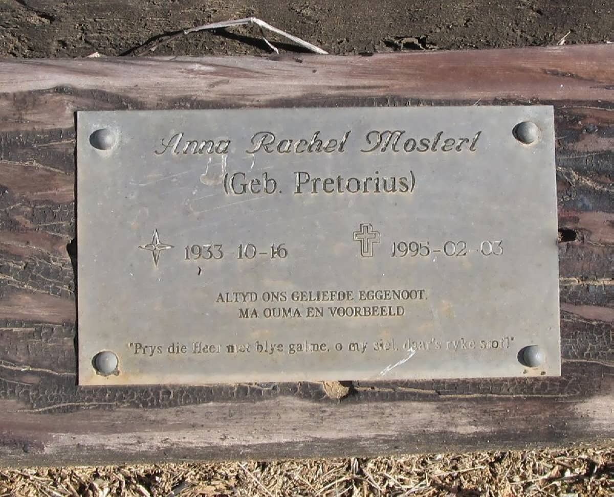 MOSTERT Anna Rachel nee PRETORIUS 1933-1995